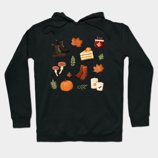 Autumn cozy warm colors illustration sticker sheet Hoodie